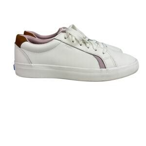 Keds Pursuit Leather Lace Up Sneakers White Pink Size 8.5